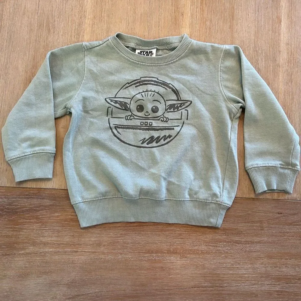 STAR WARS THE MANDALORIAN Toddler The Child Baby - Yoda Sweatshirt in Green 3T